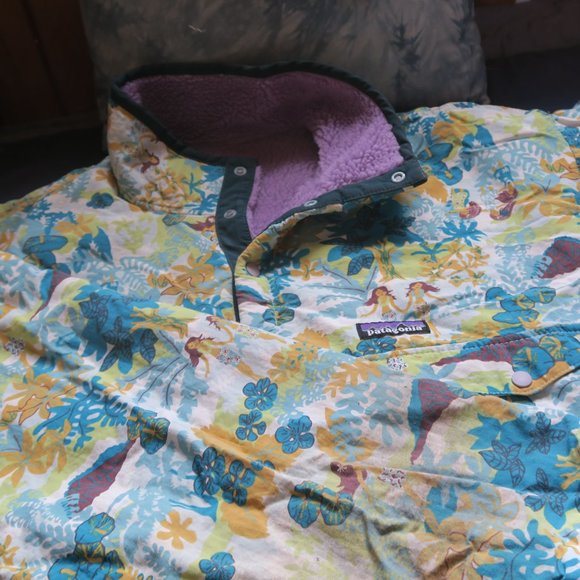 Patagonia Synchilla Snap-T Hawaiian Pattern Women's Reversible Sweater Large - Picture 9 of 13